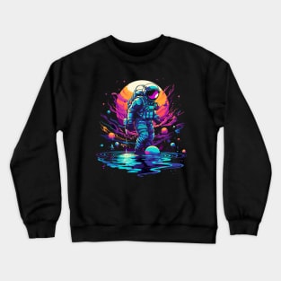 astronaut exploring galaxy Crewneck Sweatshirt